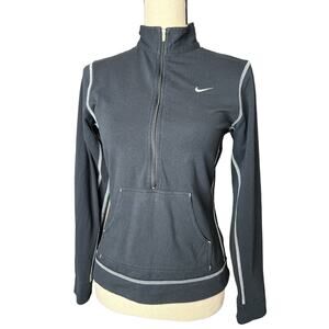 Nike Women's Activewear Jacket in Black w/White Detail Partial Zipper Size S
